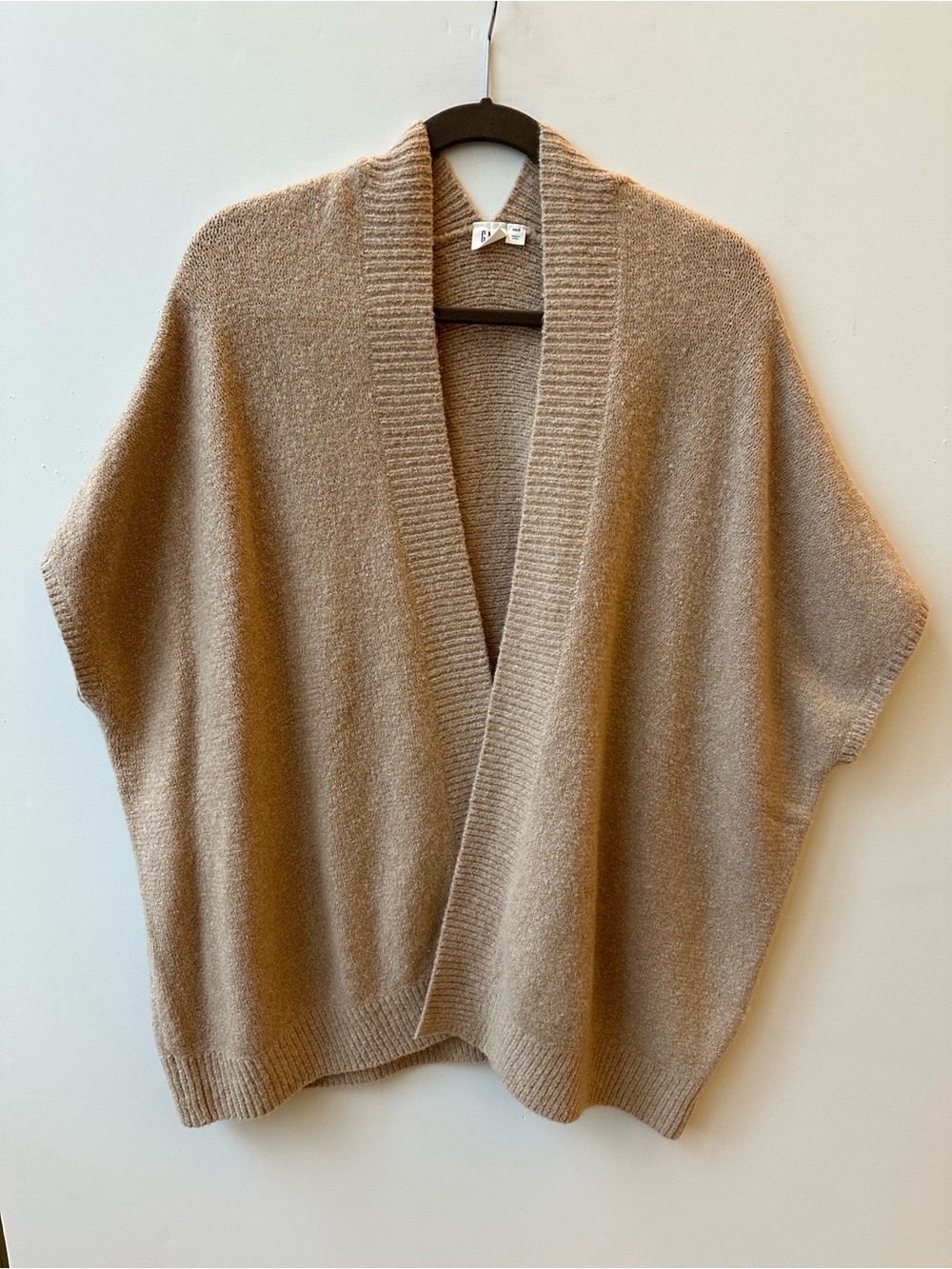 GAP - Camel / Taupe Boxy Oversized Open-Front Poncho Cardigan - XS/S